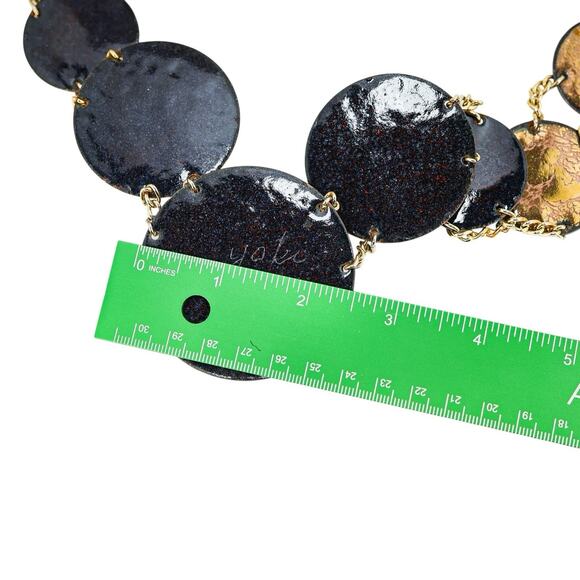 Artisan Brutalist Boho Coin Belt Sculptural Enamel 28-40” Greco Roman Influence - Picture 13 of 13